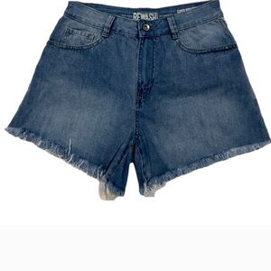 Rewash Blue and White Jean Shorts Casual Cut-Off Style